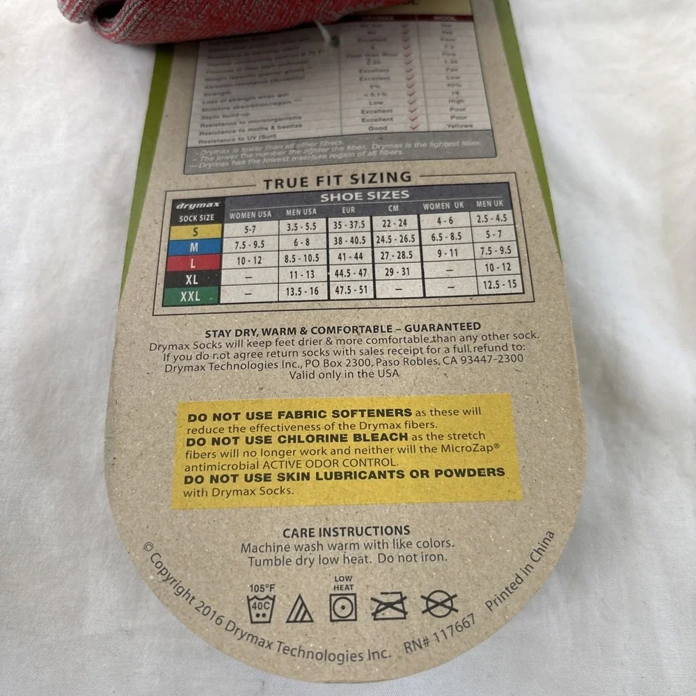 Drymax Lite Hiking Crew Socks Red/Anth Small Woman 5-7‎ Men 3.5-5.5 Trail